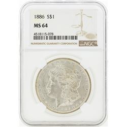 1886 MS64 NGC Morgan Silver Dollar