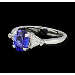 1.26 ctw Blue Sapphire And Diamond Ring - 14KT White Gold