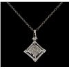 Image 2 : 0.54 ctw Diamond Pendant With Chain - 14KT White Gold