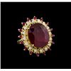 Image 1 : 24.22 ctw Ruby and Diamond Ring - 14KT Yellow Gold