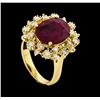 Image 4 : 4.97 ctw Ruby and Diamond Ring - 14KT Yellow Gold