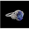 Image 1 : 4.25 ctw Tanzanite and Diamond Ring - 14KT White Gold