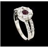 Image 4 : 0.22 ctw Ruby and Diamond Ring - 14KT White Gold