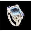 Image 4 : 4.02 ctw Aquamarine and Diamond Ring - Platinum