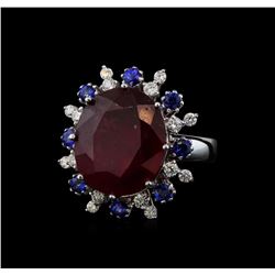 14KT White Gold 16.30 ctw Ruby, Sapphire and Diamond Ring