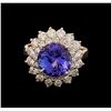 Image 2 : 4.78 ctw Tanzanite and Diamond Ring - 14KT Rose Gold