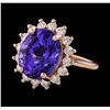 Image 1 : 8.61 ctw Tanzanite and Diamond Ring - 14KT Rose Gold