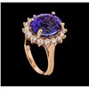 Image 4 : 8.61 ctw Tanzanite and Diamond Ring - 14KT Rose Gold