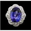 Image 2 : 11.95 ctw Tanzanite and Diamond Ring - Platinum