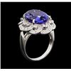 Image 4 : 11.95 ctw Tanzanite and Diamond Ring - Platinum