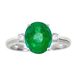 2.64 ctw Emerald and Diamond Ring - 14KT White Gold