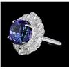 Image 1 : 9.37 ctw Tanzanite And Diamond Ring - 18KT White Gold