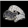 Image 2 : 0.90 ctw White and Black Diamond Ring - 14KT White Gold