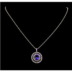 14KT Two-Tone Gold 4.32 ctw Tanzanite and Diamond Pendant With Chain