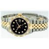 Image 9 : Rolex Mens Two Tone Black Diamond Pyramid Bezel Datejust Wristwatch