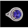 Image 1 : 14KT Two-Tone Gold 6.30 ctw Tanzanite and Diamond Ring