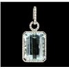 Image 1 : 15.42 ctw Aquamarine and Diamond Pendant - 18KT White Gold