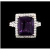 Image 2 : 14KT White Gold 6.43 ctw Amethyst and Diamond Ring