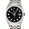 Image 2 : Rolex Mens SS Black Diamond Datejust Quickset Sapphire Wristwatch