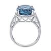 Image 3 : 10.48 ctw London Blue Topaz and Diamond Ring - 14KT White Gold