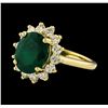 Image 1 : 3.45 ctw Emerald and Diamond Ring - 14KT Yellow Gold