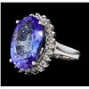 Image 1 : 10.74 ctw Tanzanite and Diamond Ring - 14KT White Gold