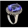 Image 4 : 10.74 ctw Tanzanite and Diamond Ring - 14KT White Gold