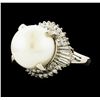 Image 1 : Pearl and Diamond Ring - Platinum