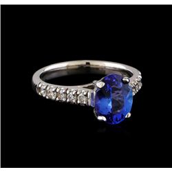 2.15 ctw Tanzanite and Diamond Ring - 14KT White Gold