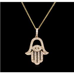 0.68 ctw Diamond Pendant With Chain - 14KT Yellow Gold