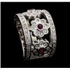 Image 4 : 0.95 ctw Diamond and Ruby Band - 14KT White Gold