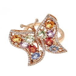 3.93 ctw Multi-color Gemstone Ring - 18KT Rose Gold