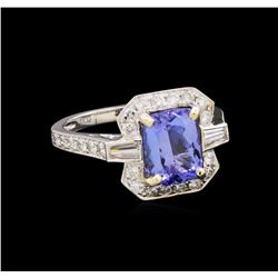 14KT White Gold 2.18 ctw Tanzanite and Diamond Ring