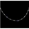 Image 1 : 3.36 ctw Blue Sapphire and Diamond Necklace - 18KT White Gold