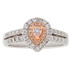 0.76 ctw Pink and White Diamond Ring - 18KT White and Rose Gold