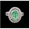 Image 2 : 1.50 ctw Emerald and Diamond Ring - 14KT White Gold