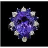 Image 2 : 11.38 ctw Tanzanite, Sapphire and Diamond Ring - 14KT White Gold