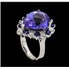 Image 4 : 11.38 ctw Tanzanite, Sapphire and Diamond Ring - 14KT White Gold