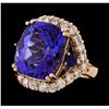 Image 1 : 15.50 ctw Tanzanite, Sapphire and Diamond Ring - 14KT Rose Gold