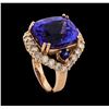 Image 4 : 15.50 ctw Tanzanite, Sapphire and Diamond Ring - 14KT Rose Gold