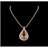 Image 2 : 14KT Rose Gold GIA Certified 49.49 ctw Morganite and Diamond Pendant With Chain