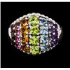 Image 2 : 2.53 ctw Multi-color Gemstone Ring - 14KT White Gold