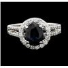 Image 2 : 1.61 ctw Sapphire and Diamond Ring - 14KT White Gold