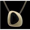Image 1 : Asymmetry Stone Pendant Short Necklace - Gold Plated