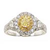 Image 1 : 0.54 ctw Yellow and White Diamond Ring - 18KT White and Yellow Gold