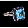 Image 1 : 4.05 ctw Blue Topaz, Sapphire, and Diamond Ring - 14KT White Gold