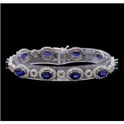 14KT White Gold 8.85 ctw Sapphire and Diamond Bracelet