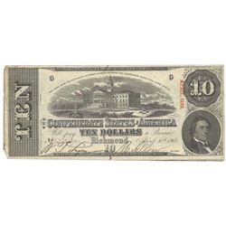 1863 $10 The Confederate States of America Note T-59 CC