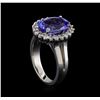 Image 4 : 4.25 ctw Tanzanite and Diamond Ring - 14KT White Gold