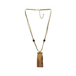 Bamboo Leather Tassel Necklace - Gold Plated